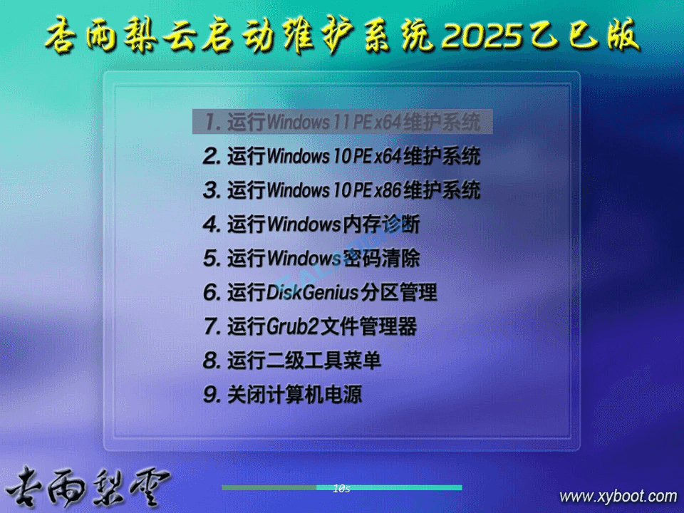杏雨梨云启动维护PE系统2025乙巳版之仲夏