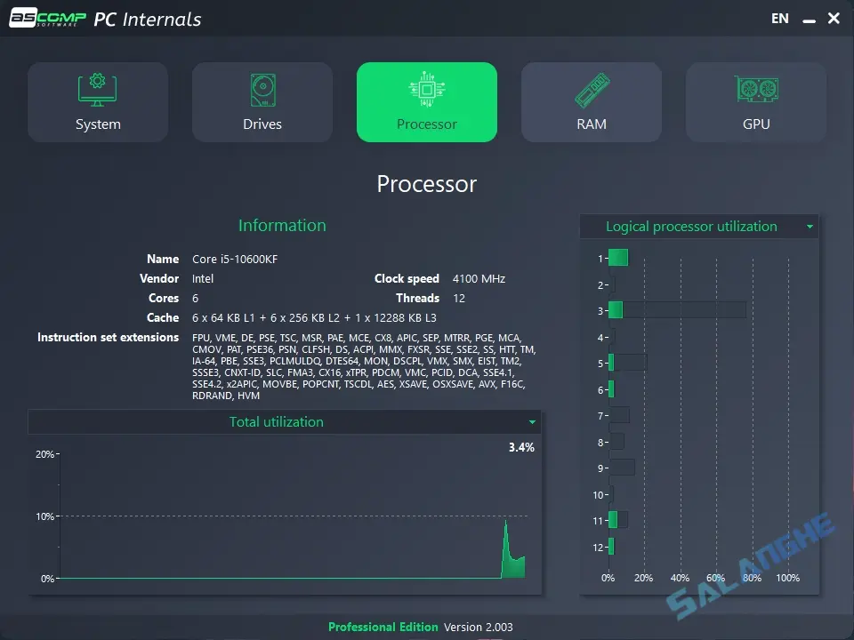 ASCOMP PC Internals (硬件监控工具) Pro v2.003 便携版