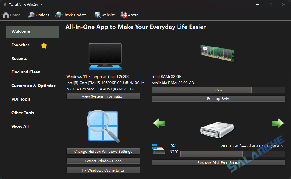 TweakNow WinSecret Plus! (系统优化工具) v7.4.1 便携版