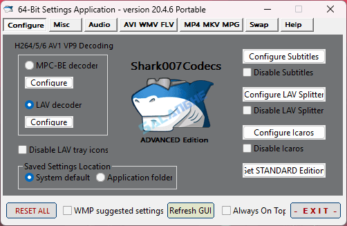 影音解码器 ADVANCED Codecs v20.4.6 便携版